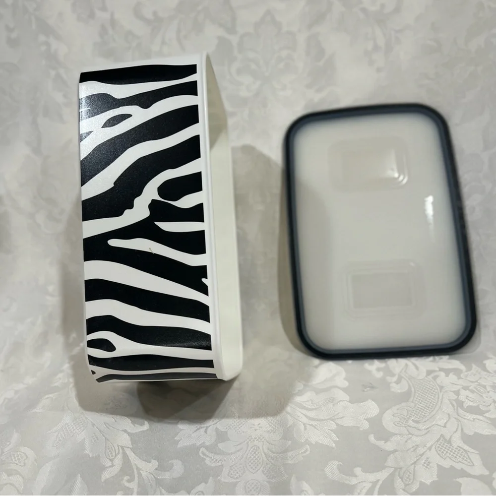 NWOT Vintage Tupperware Zebra Print Rectangular Container Special Edition
